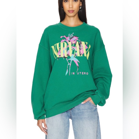 NWT Daydreamer S Nirvana Lilie In Utero Boyfriend Sweatshirt in Jade Green New - Picture 3 of 8